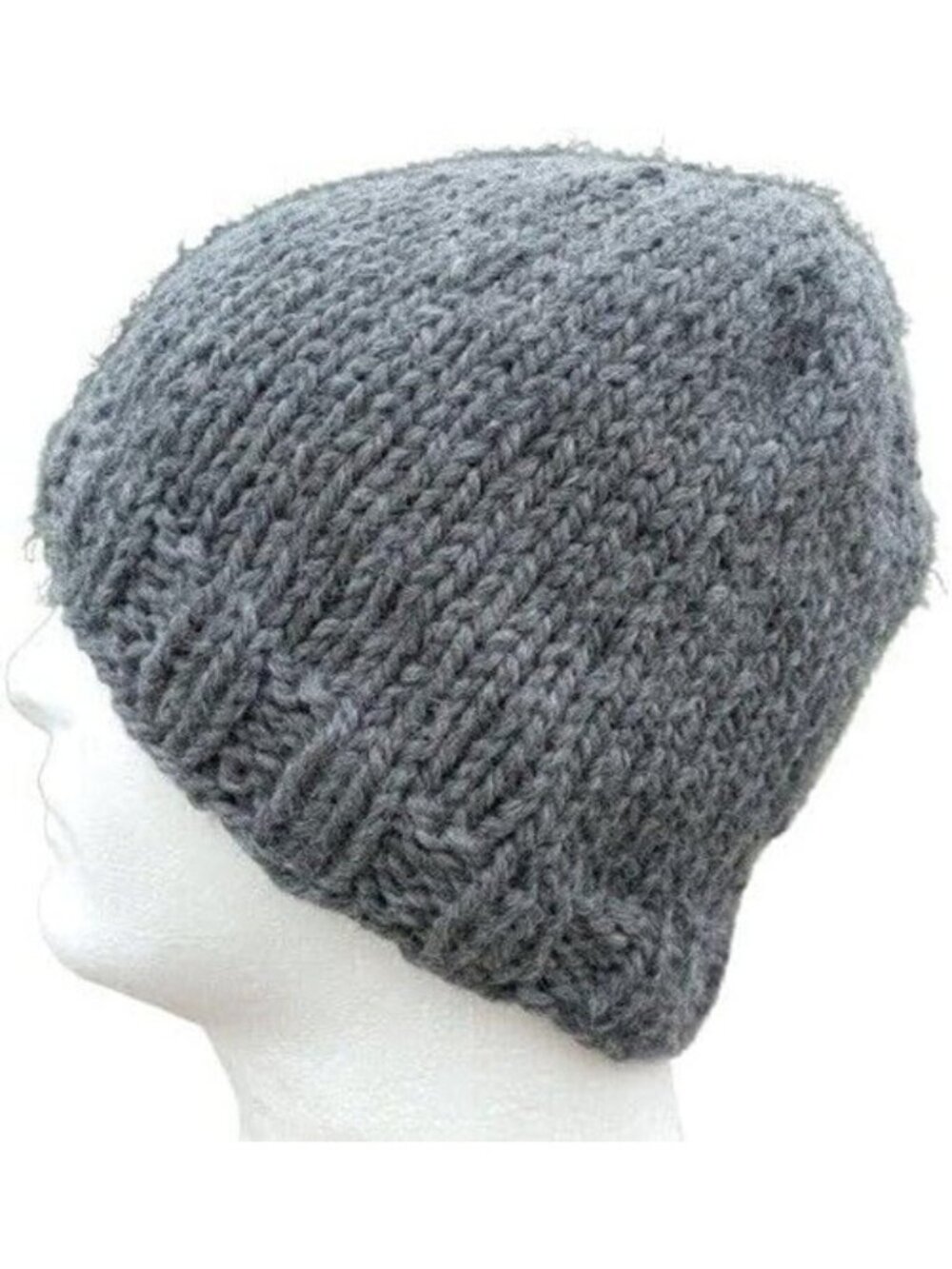 Mens Gray Beanie Hat Alpaca Wool Cap Handmade